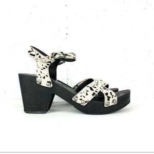 Free People x Matisse cow print Clog Sandals. Western calf hair   8